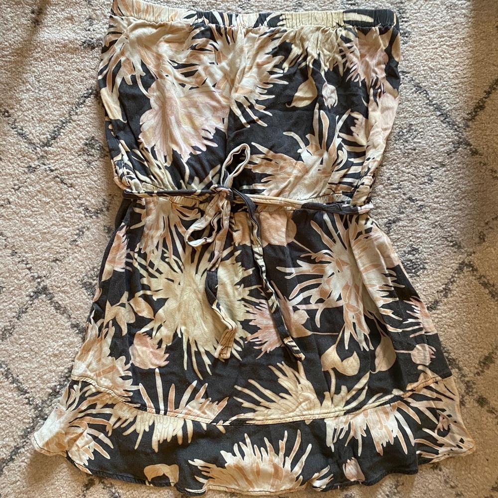 Strapless Floral Swimsuit Coverup